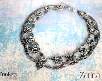 Tutorial for beadwoven necklace 'Zarina' - PDF beading pattern - DIY