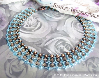 Tutorial for beadwoven Swarovski bead 'Simply Irresistible' necklace - PDF beading pattern - DIY