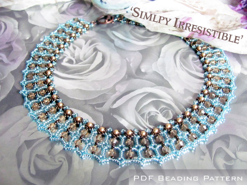 Tutorial for beadwoven Swarovski bead 'Simply Irresistible' necklace PDF beading pattern DIY zdjęcie 1