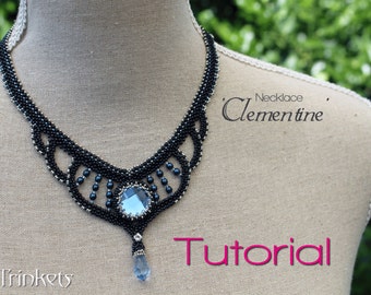 Tutorial for beadwoven necklace 'Clementine' - PDF beading pattern - DIY