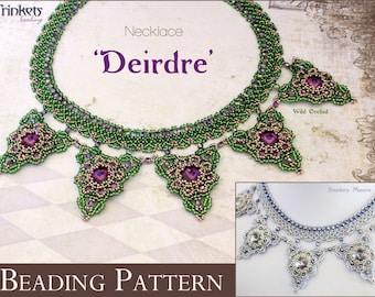 Tutorial for beadwoven necklace 'Deirdre' - PDF beading pattern - DIY