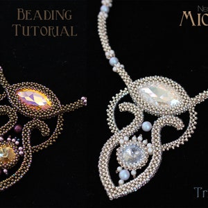 Tutorial for beadwoven necklace 'Miora' - PDF beading pattern - DIY