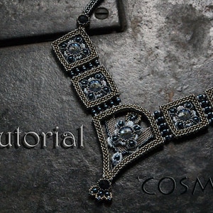 Tutorial for beadwoven necklace &#39;Cosmo&#39; - PDF beading pattern - DIY