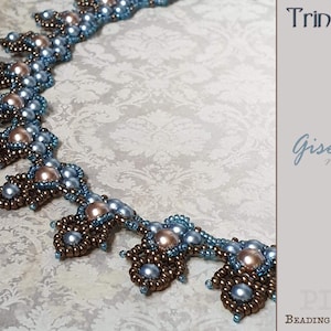 Tutorial for beadwoven pearl necklace &#39;Giselle&#39; - PDF beading pattern - DIY