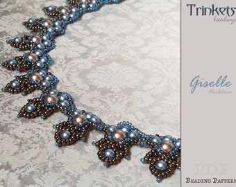 Tutorial for beadwoven pearl necklace 'Giselle' - PDF beading pattern - DIY
