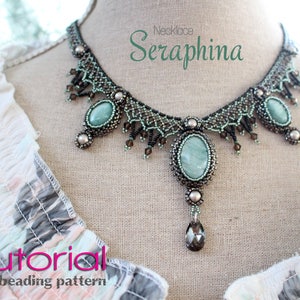 Tutorial for beadwoven necklace &#39;Seraphina&#39; - PDF beading pattern - DIY