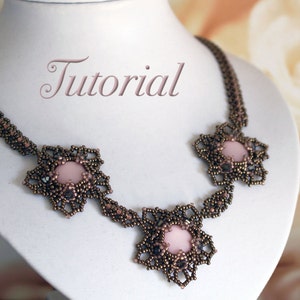 Tutorial for beadwoven necklace &#39;Flora&#39; - PDF beading pattern - DIY