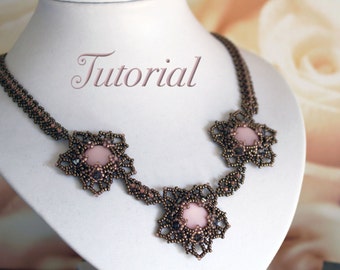 Tutorial for beadwoven necklace 'Flora' - PDF beading pattern - DIY