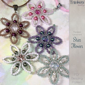 Beading pattern pendant/ornament 'Star Flower' - DIY PDF tutorial