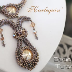 Tutorial for beadwoven necklace &#39;Harlequin&#39; - PDF beading pattern - DIY