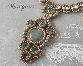 Tutorial for beadwoven necklace 'Margaux' - PDF beading pattern - DIY