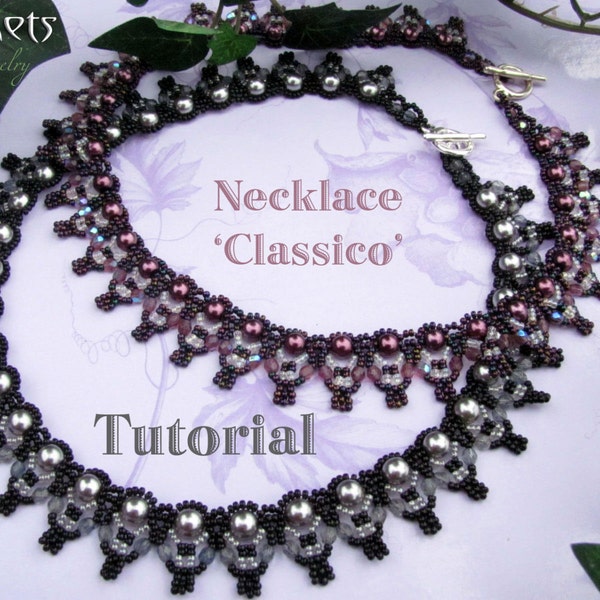 Tutorial for beadwovenpearl necklace 'Classico' - PDF beading pattern - DIY