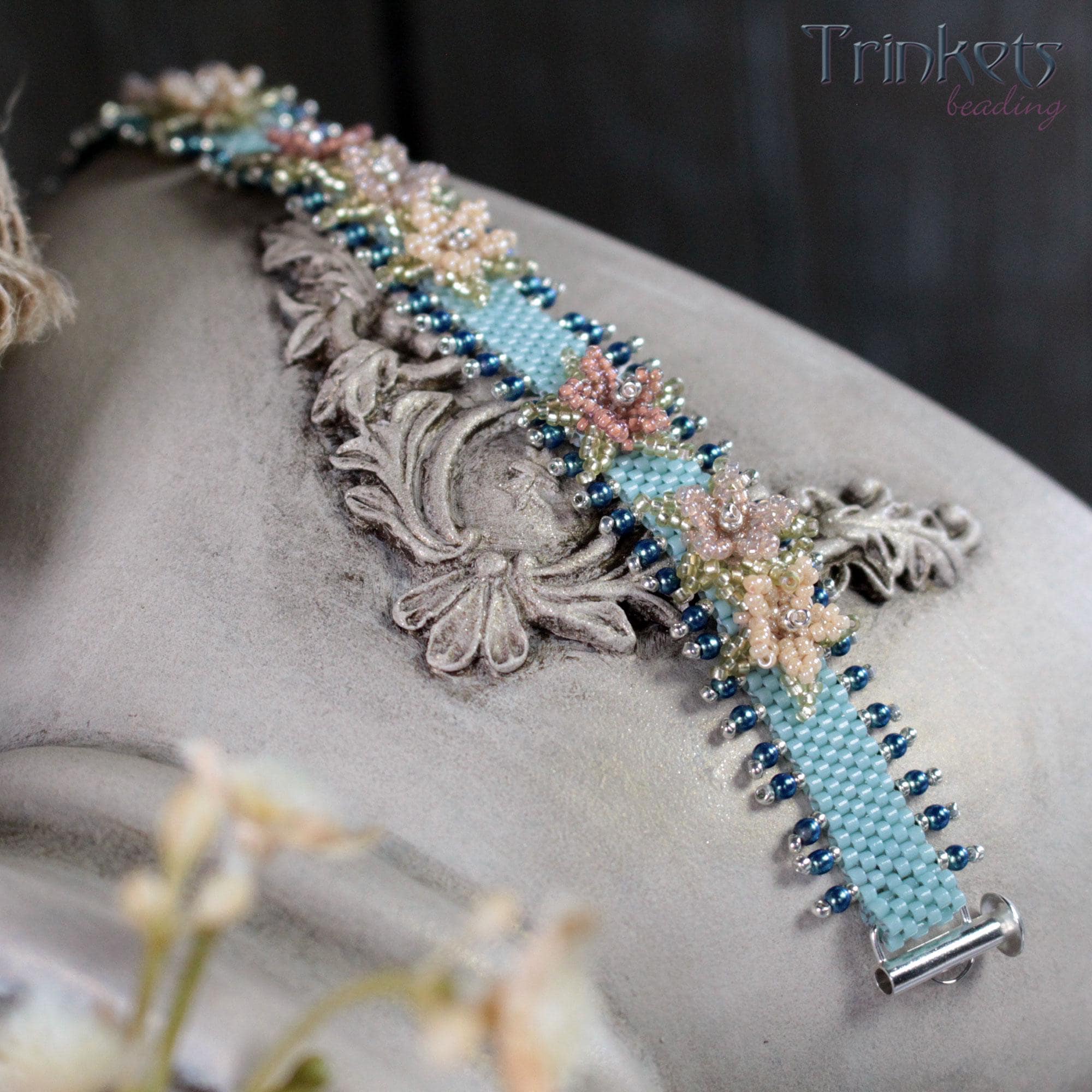Tutorial for Beadwoven Bracelet 'floraly' - PDF Beading Pattern - DIY ...