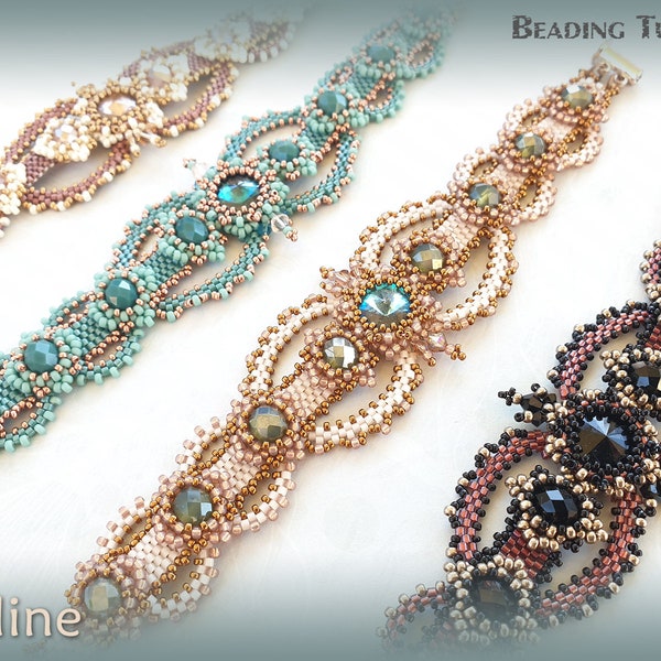 Tutorial for beadwoven bracelet 'Belline' - PDF beading pattern - DIY