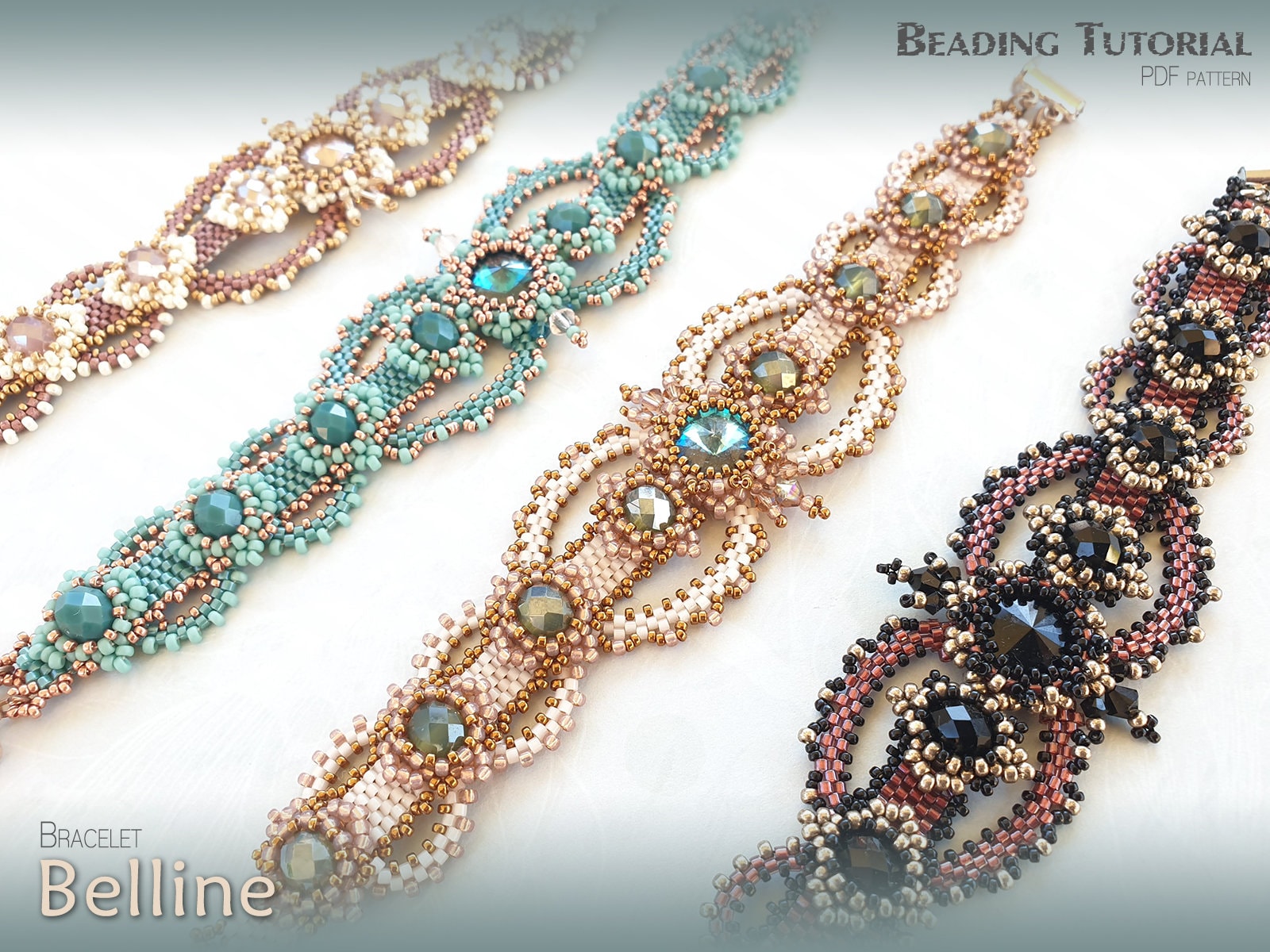 Tutorial for beadwoven bracelet 'Belline' - PDF beading pattern - DIY
