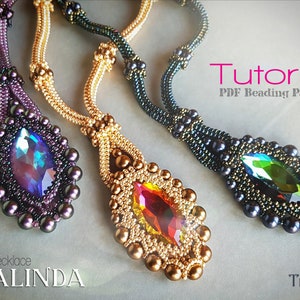 Tutorial for beadwoven necklace &#39;Dalinda&#39; - PDF beading pattern - DIY