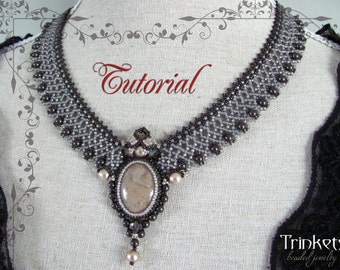 Tutorial for beadwoven necklace 'Lady Mary' - PDF beading pattern - DIY
