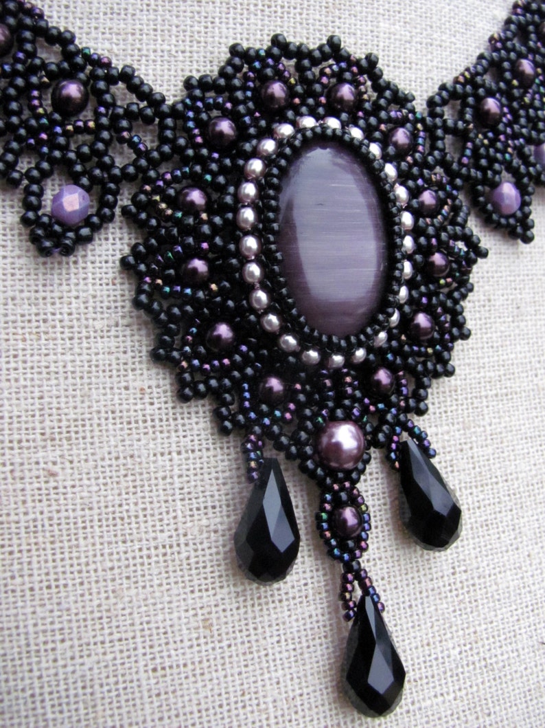 Tutorial for beadwoven necklace 'Lady Violet' PDF beading pattern DIY image 3