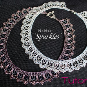 Tutorial for beadwoven necklace &#39;Sparkles&#39; - PDF beading pattern - DIY