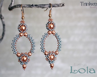 Tutorial for beadwoven earrings 'Lola' - PDF beading pattern - DIY
