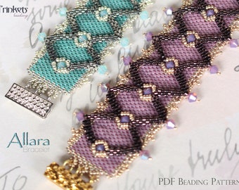 Tutorial for beadwoven bracelet 'Allara' - PDF beading pattern - DIY