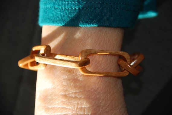 Wood LOVE Chain Bracelet Hand-carved From a 1/2