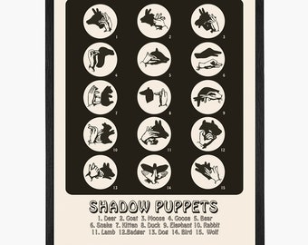 Shadow Puppets Guide Art Print: Vintage Hand Silhouettes