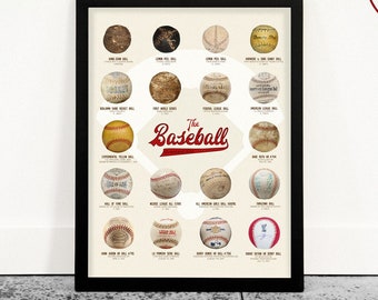 Vintage Baseball Evolution Art Print: History of Baseball Chart