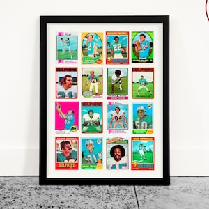 Vintage Miami Football Card Poster, Football Wandkunst, Man Cave Decor, Kinderzimmer Sport, Football Fan Geschenk