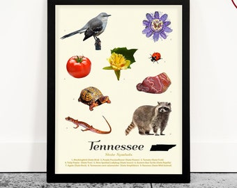 Tennessee State Symbols Art Print: Gallery Wall Decor