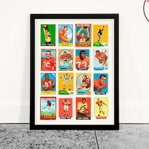 Póster vintage de Denver Football, arte mural de fútbol, decoración para habitación de hombre, arte deportivo para habitación infantil, regalo de fútbol, regalo para aficionados al fútbol.