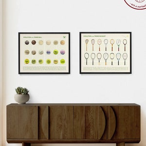 Tennis Evolution Art Print: Racket & Ball History, Tennis Player Gift