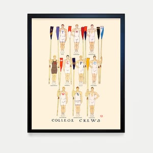 Vintage Ivy League Rowing Art Print: Collegiate Sports Wall Decor