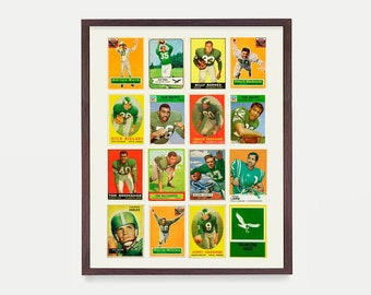 Cartel de tarjeta de fútbol vintage, arte de la pared de fútbol, decoración de fútbol, arte de la habitación de los niños, regalo de fútbol, regalo de aficionado al fútbol