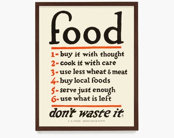 Vintage WPA Food Poster: Mid-Century Kitchen Art Print