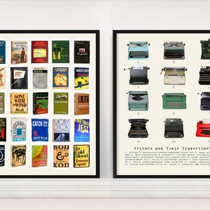 Literary Poster - Great American Novels - Writers and their Typewriters - Typewriter Poster - Typewriter Art - Literary Art - JD Salinger