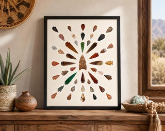 Arrowhead & Spearhead Typology Art Print: Native American Design