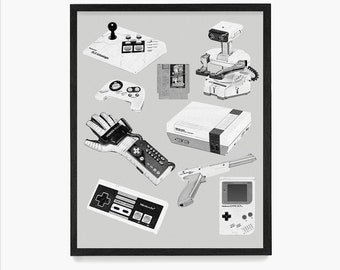 Classic Nintendo Video Game Poster, Video Game Wall Art, Gamer Poster, Game Room Decor