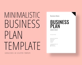 Minimalistic Business Plan Template for Google Docs | business planning, editable template, high quality, small business, online business