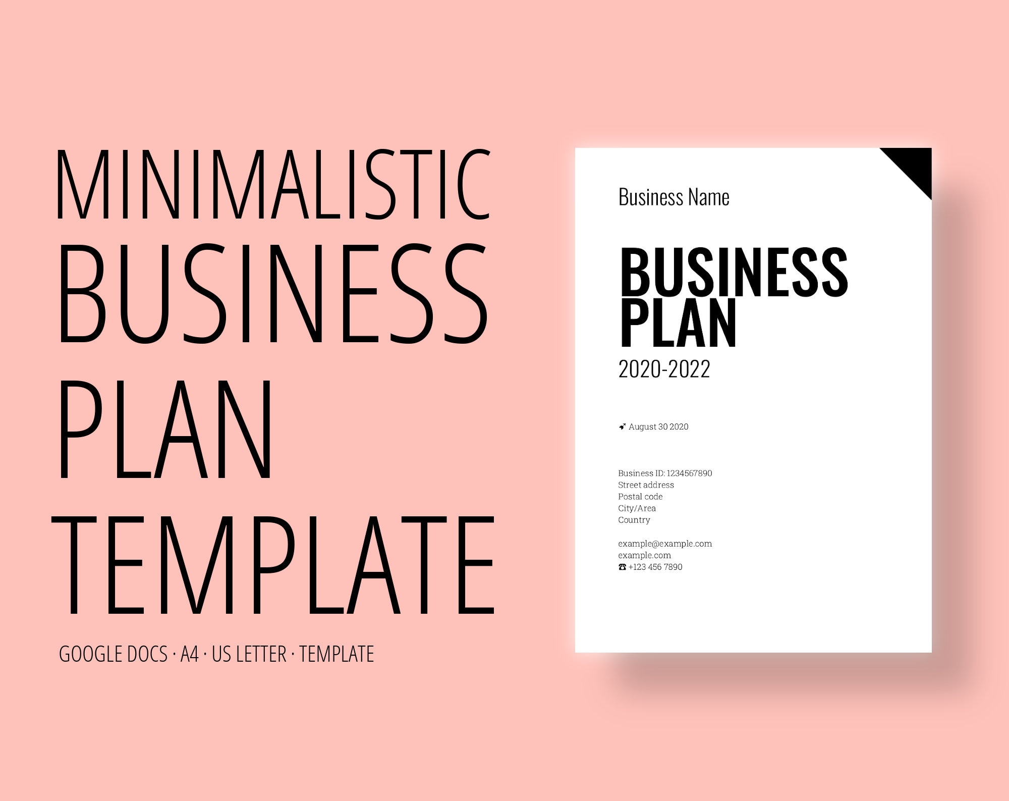 Minimalistic Business Plan Template for Google Docs business  Etsy In Www Business Plan Template