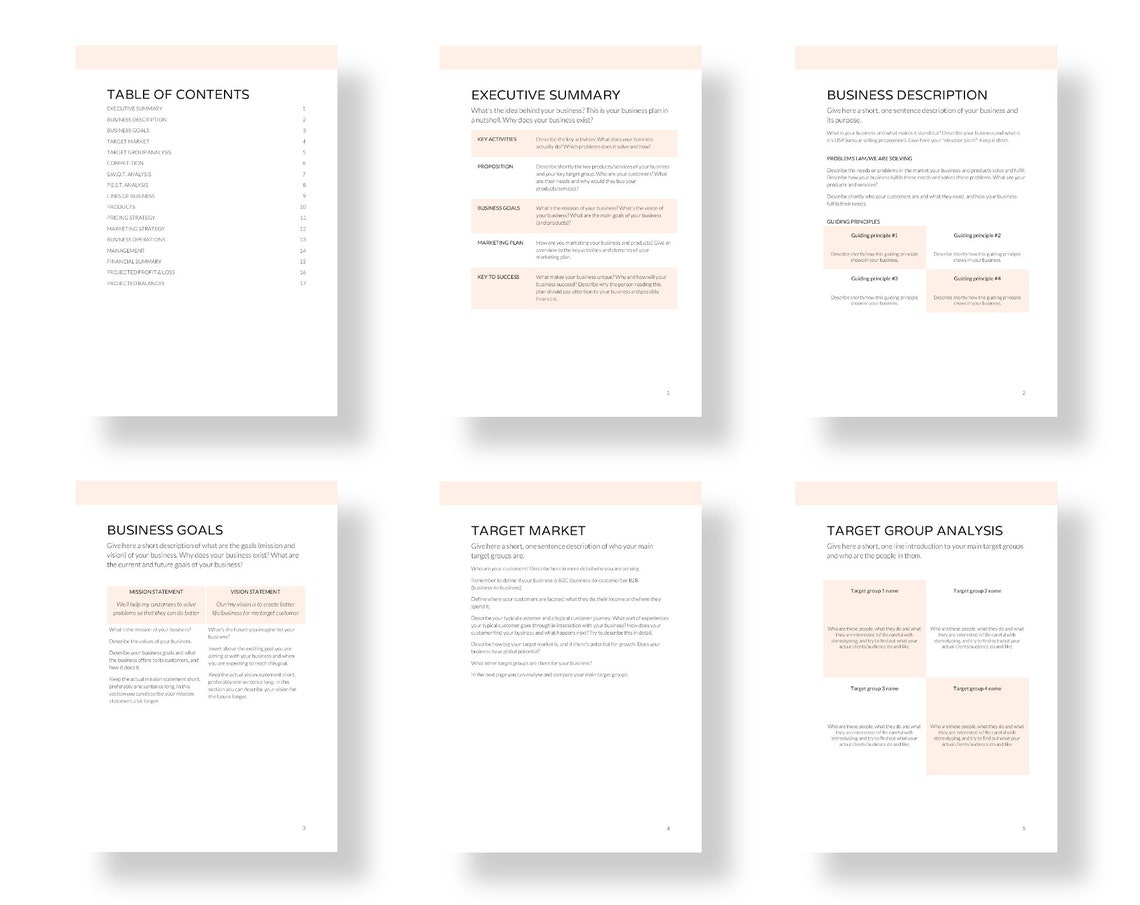 Simple Business Plan Template For Google Docs Business Etsy