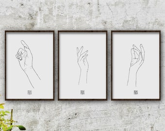 Three Hands Printable Wall Art | home decor, art print, print at home, instant download art, illustration art, wall art prints, line art