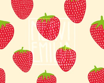 Strawberries Seamless Pattern | seamless pattern, vector, hand drawn, branding, fabric design, printable, commercial