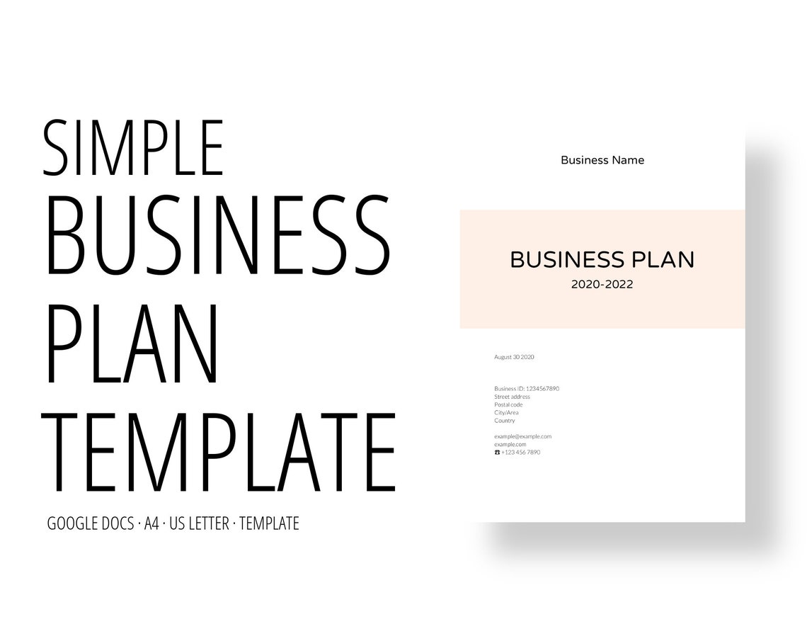 Simple Business Plan Template For Google Docs Business Etsy