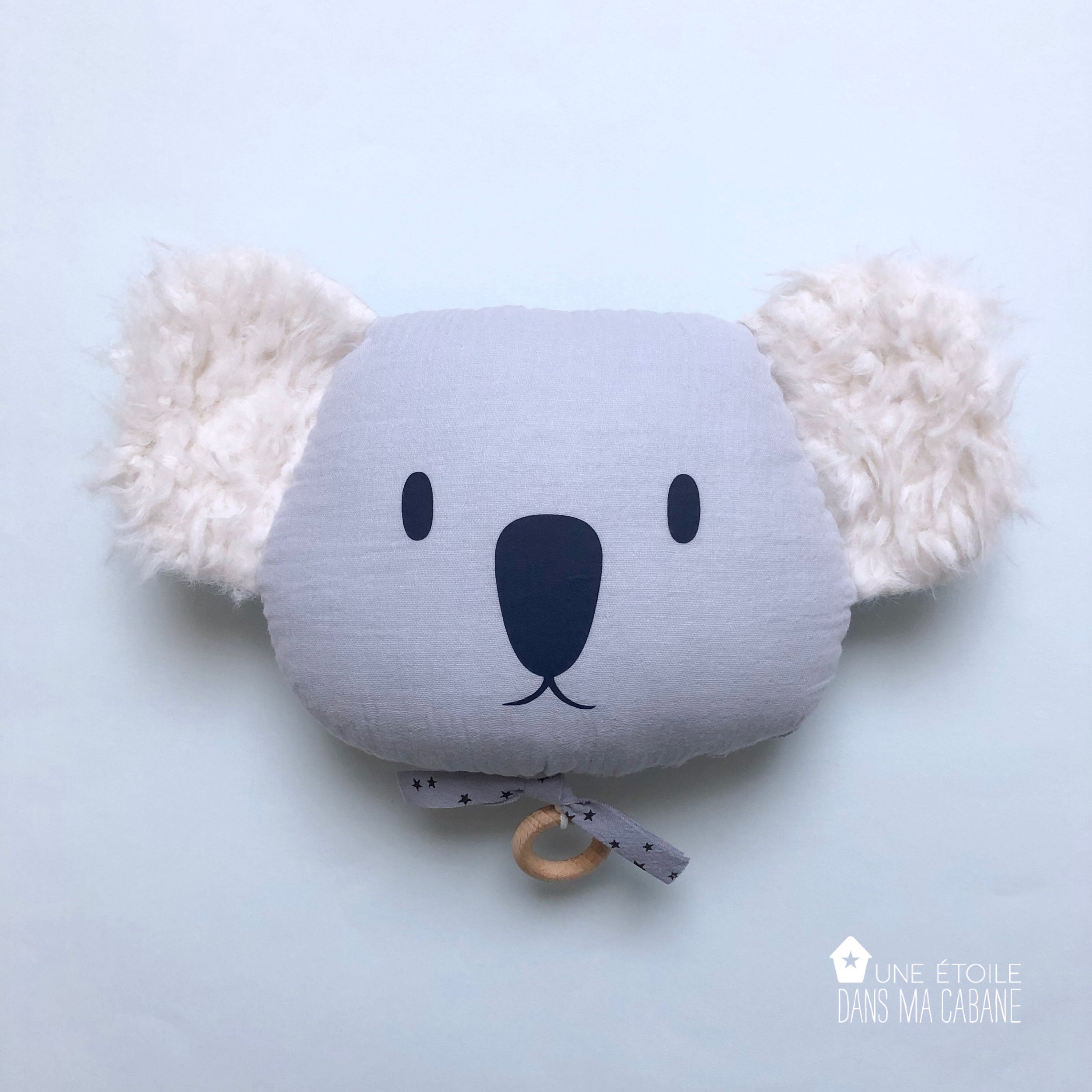 Mobile Musical Koala En Gaze De Coton Bleu Ciel Boite A Etsy