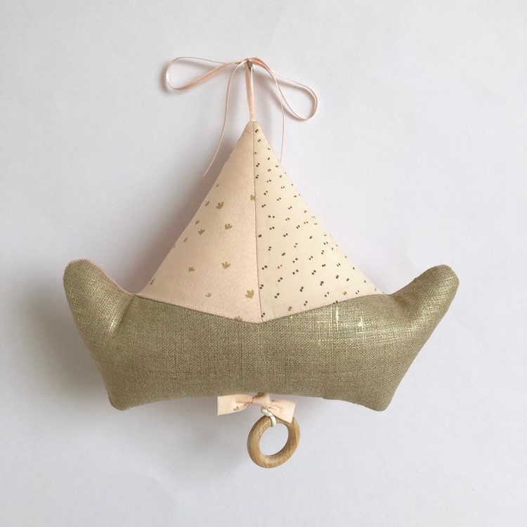Mobile Musical Boat Nude With Polka Dots Music Box A Star Etsy