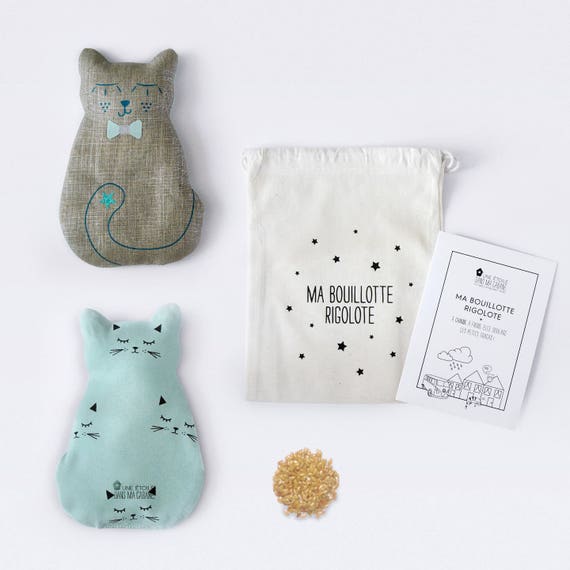Ma Bouillotte Rigolote Chacha Lin Argent Chat Mint Hot Etsy Australia