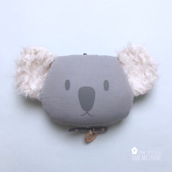 Koala Musical Mobile in Gray cotton gauze - Music box - A star in my cabin
