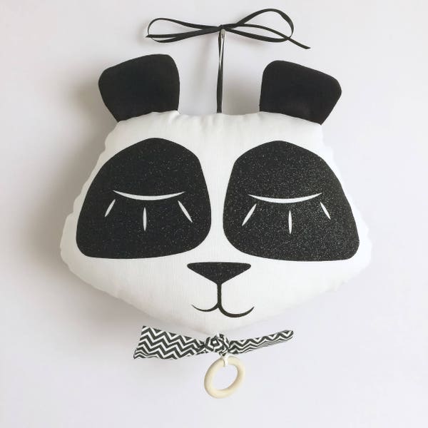 Panda musical personnalisable cadeau de naissance mixte boite à musique originale éveil bébé