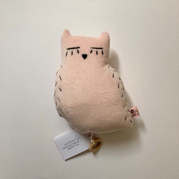 Pink Owl music box for original baby girl birth gift, customizable musical mobile